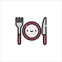 A plate with a fork and knife on it vector