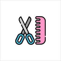 A pair of scissors and comb icon vector