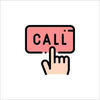 Call button icon with hand pointing to it vector