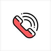 A phone icon with a red and black outline vector