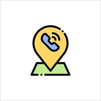 Call icon with phone on top of a map vector