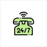 A green telephone icon with the number 2417 vector