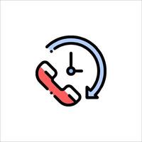 A phone icon with a clock and a phone vector