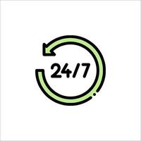 A green and black circle with the word 24 7 on it vector
