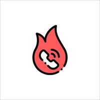 A red fire phone icon with a phone on it vector