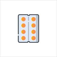 A tablet with orange pills inside vector