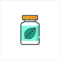 A bottle of medicine with a leaf on top vector