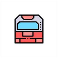 A red and blue computer icon on a white background vector