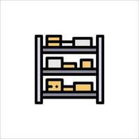 A shelf with boxes and other items on it vector