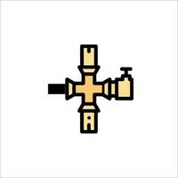 A cross with a pipe and a valve on it vector