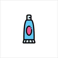 A tube of toothpaste is shown in a line drawing vector
