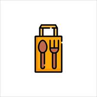 A bag with a fork and spoon icon vector