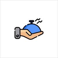 A hand holding a tray with a blue lid vector