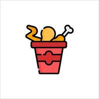 A red bucket with food in it vector