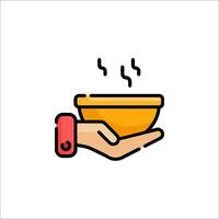 A hand holding a bowl of soup vector