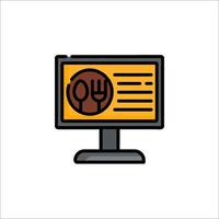 A computer monitor with a fork and knife icon vector