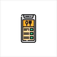 A phone with a fork and knife icon vector