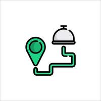 A restaurant icon with a map pointer vector