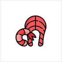 A red shrimp icon on a white background vector
