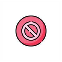 A pink circle with a no sign on it vector