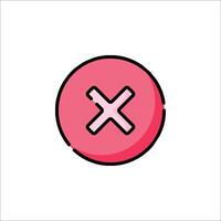 A pink circle with an x on it vector