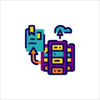 A colorful icon of a computer with a file on it vector