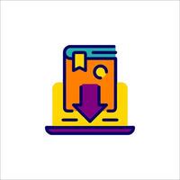 A book with an arrow pointing down on it vector