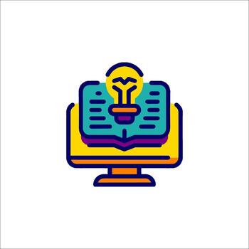 An icon of an open book with a light bulb vector