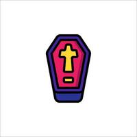 A cartoon coffin with a cross on it vector