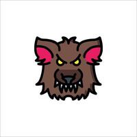 A cartoon wolf head with pink eyes vector
