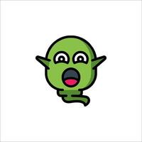A green alien head with a mouth open vector