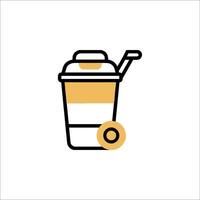 A coffee cup with a donut in it vector