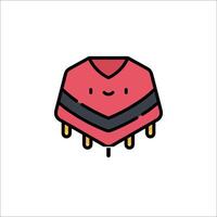 A red and black poncho with a black and white design vector