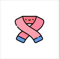 A pink ribbon with a smiley face on it vector