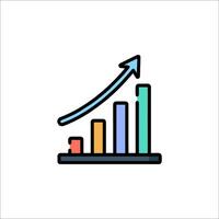 A graph chart with an arrow going up vector
