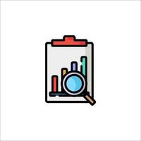 A clipboard with a magnifying glass and a chart vector