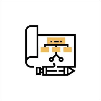 A computer with a pencil and a paper on it vector