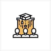 A graduation cap icon with people in front of it vector