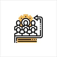 A group of people are sitting around a computer vector