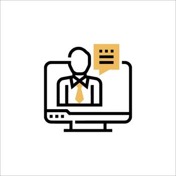 A man in a suit is sitting on a computer monitor vector