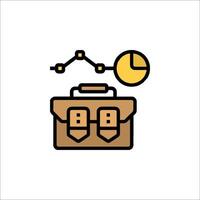 Business briefcase icon with a clock and graph vector