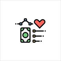 A heart and money icon on a white background vector
