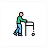 An icon of a man pushing a walker vector
