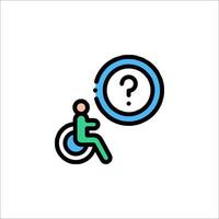 A person in a wheelchair with a question mark vector