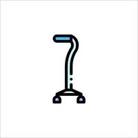 A blue and black icon of a walking stick vector