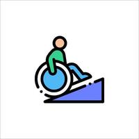 A person in a wheelchair on a ramp vector