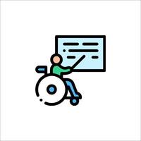 A person in a wheelchair pointing to a board vector