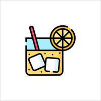 A lemonade drink with ice cubes and a lemon slice vector