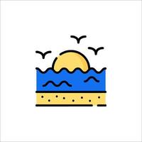 A beach with waves and a sun in the background vector