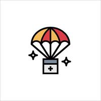 A parachute with a box on top of it vector